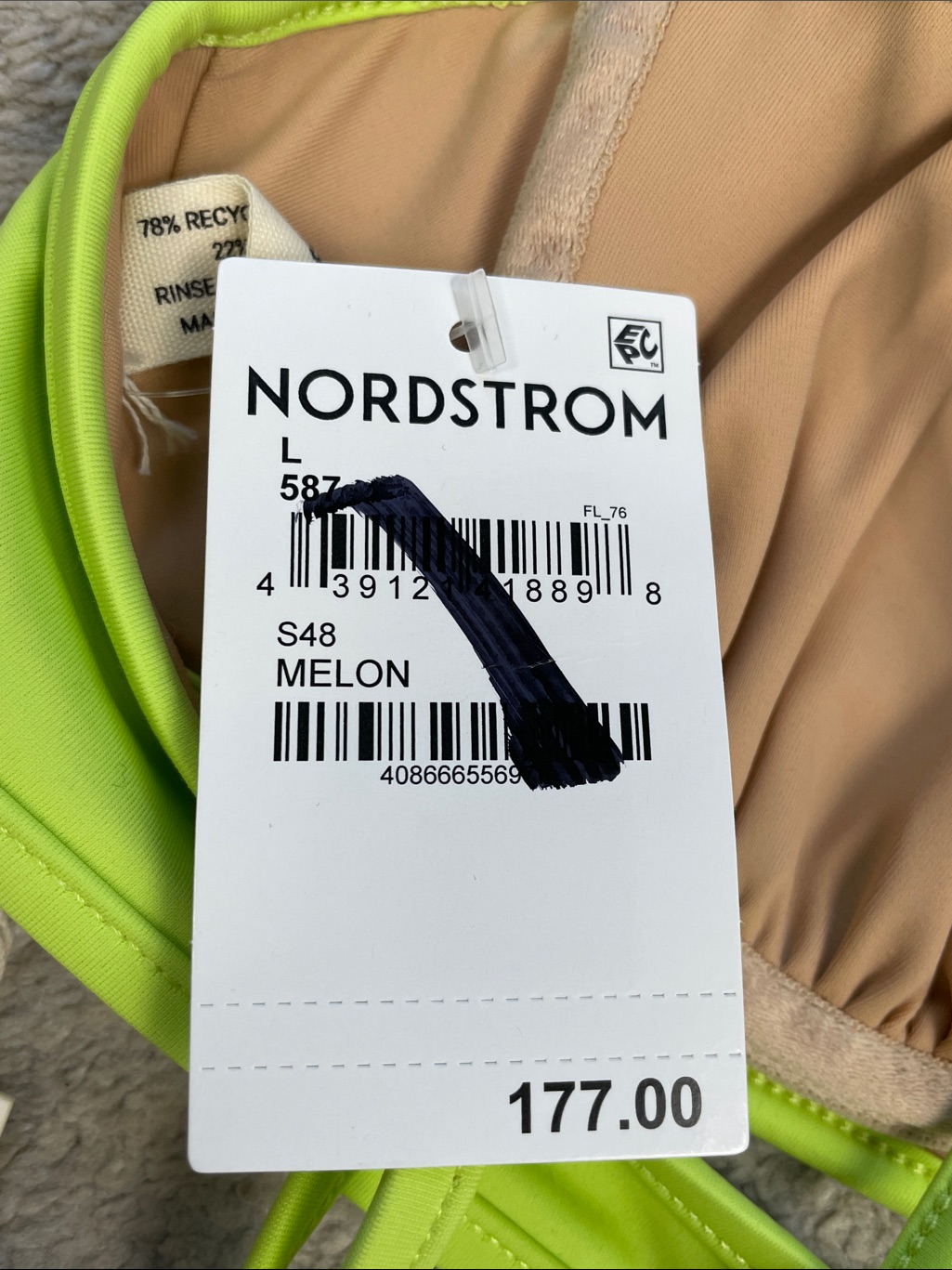 Nwt Nu Swim Pluto Underwire Bikini Top Melon Neon Bright Sz L — image 6 of 8